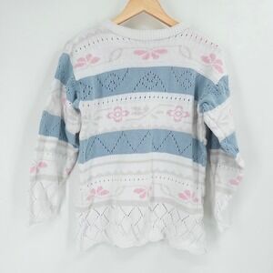 Vintage Cottagecore Sweater Womens S Lacy Dainty Feminine Floral Grannycore‎